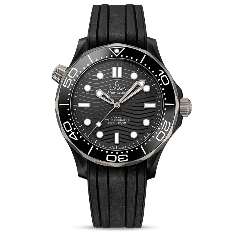 Omega Seamaster Diver 300M Co Axial Master Chronometer 42mm Black Ceramic on Rubber Strap