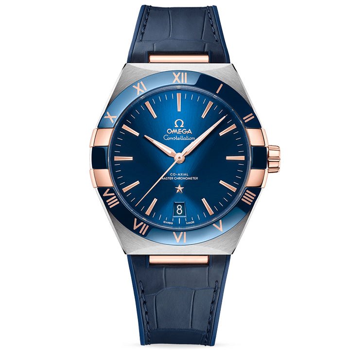 Omega Constellation Co Axial Master Chronometer 41mm Steel & Sedna Gold on Leather Strap