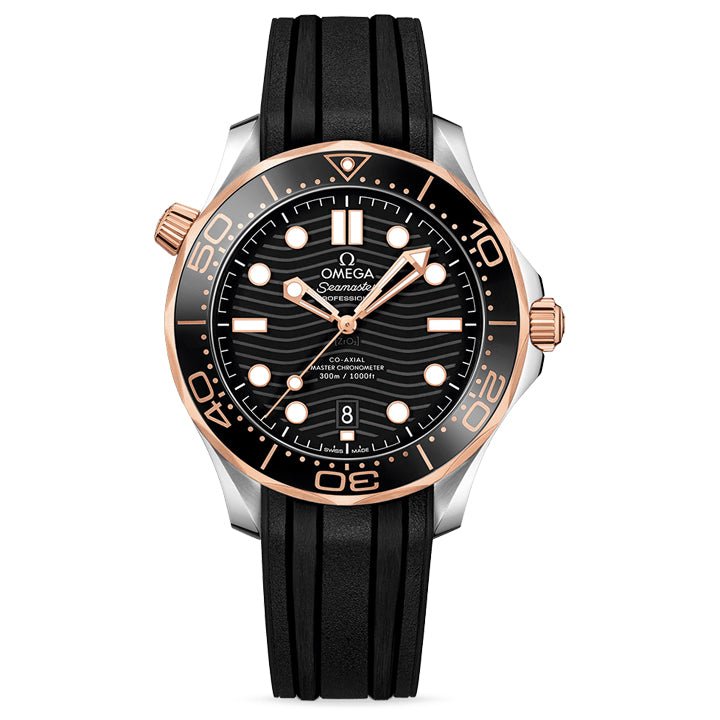 Omega Seamaster Diver 300m Steel & Sedna Gold on Rubber Strap