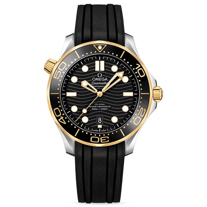 Omega Seamaster Diver 300m Steel & Yellow Gold on Rubber Strap