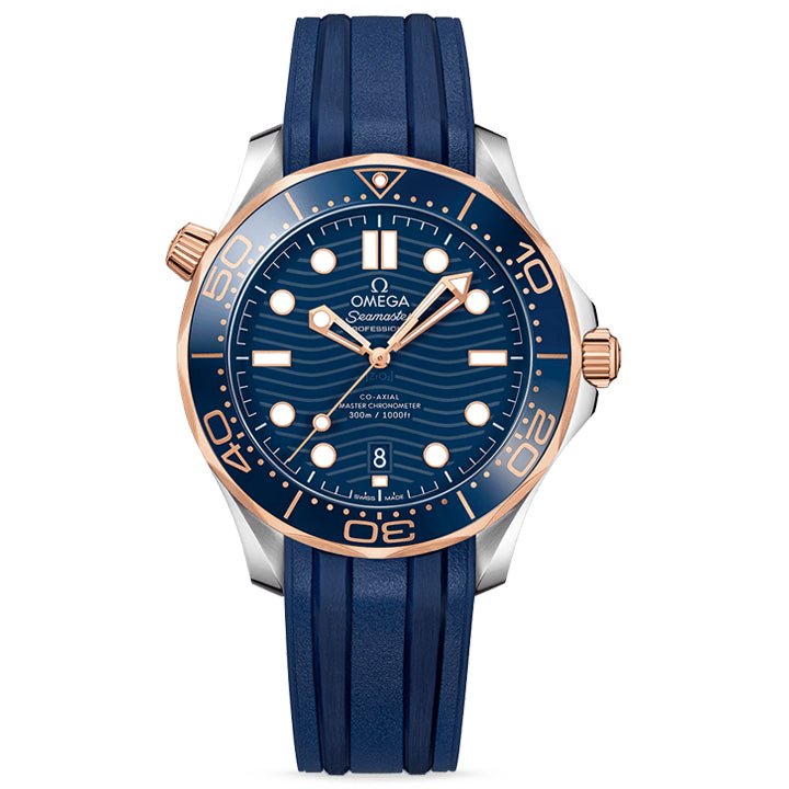 Omega Seamaster Diver 300m Steel & Sedna Gold on Rubber Strap