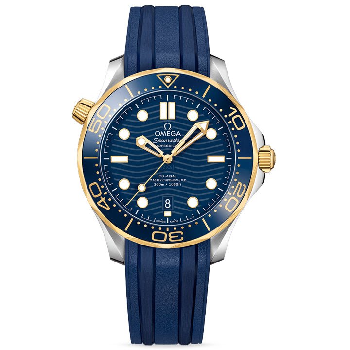 Omega Seamaster Diver 300m Steel & Yellow Gold on Rubber Strap