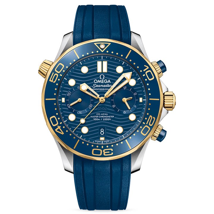 Omega Seamaster Diver 300m Steel & Yellow Gold on Rubber Strap 44mm