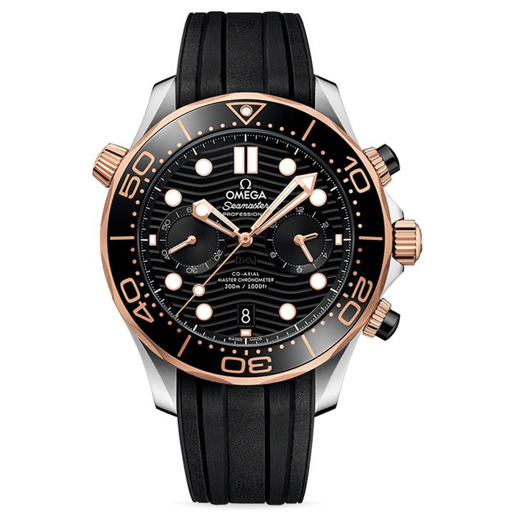 Omega Seamaster Diver 300m Steel & Sedna Gold on Rubber Strap 44mm