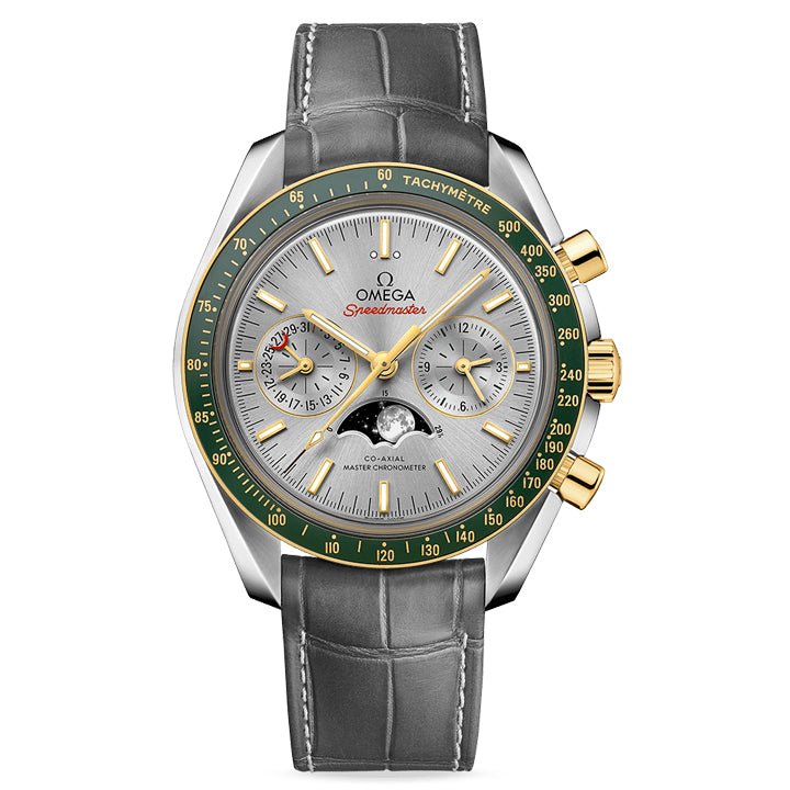 Omega Moonphase Co Axial Master Chronometer Steel & Yellow Gold on Leather Strap