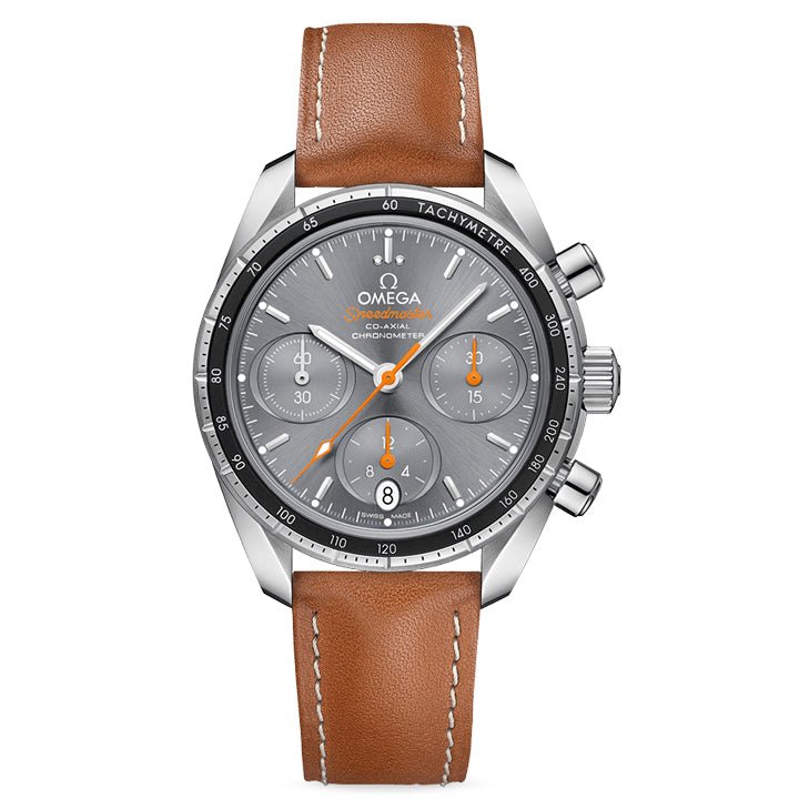 Omega Speedmaster 38 Co Axial Chronometer Chronograph Steel on Leather Strap