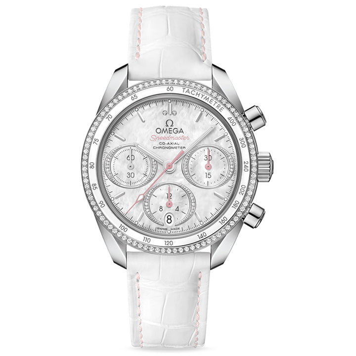 Omega Speedmaster 38 Co Axial Chronometer Chronograph Steel on Leather Strap