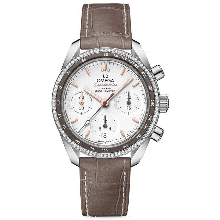 Omega Speedmaster 38 Co Axial Chronometer Chronograph Steel on Leather Strap