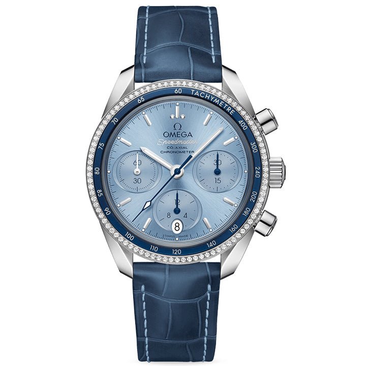 Omega Speedmaster 38 Co Axial Chronometer Chronograph Steel on Leather Strap