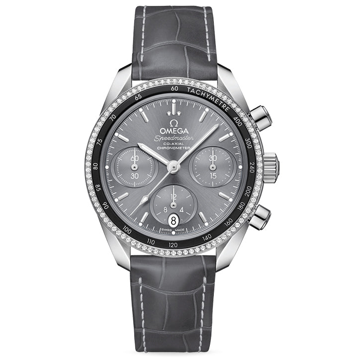 Omega Speedmaster 38 Co Axial Chronometer Chronograph Steel on Leather Strap