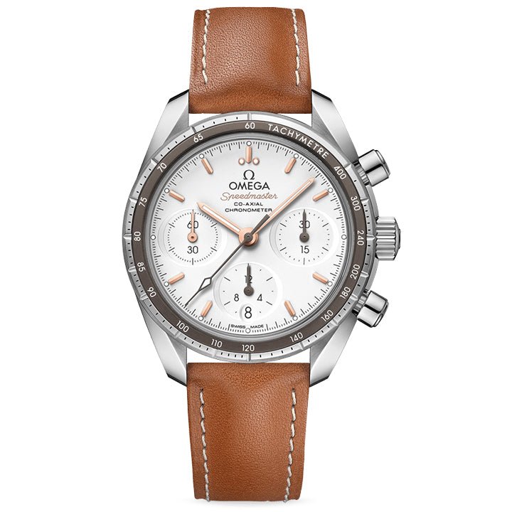 Omega Speedmaster 38 Co Axial Chronometer Chronograph Steel on Leather Strap