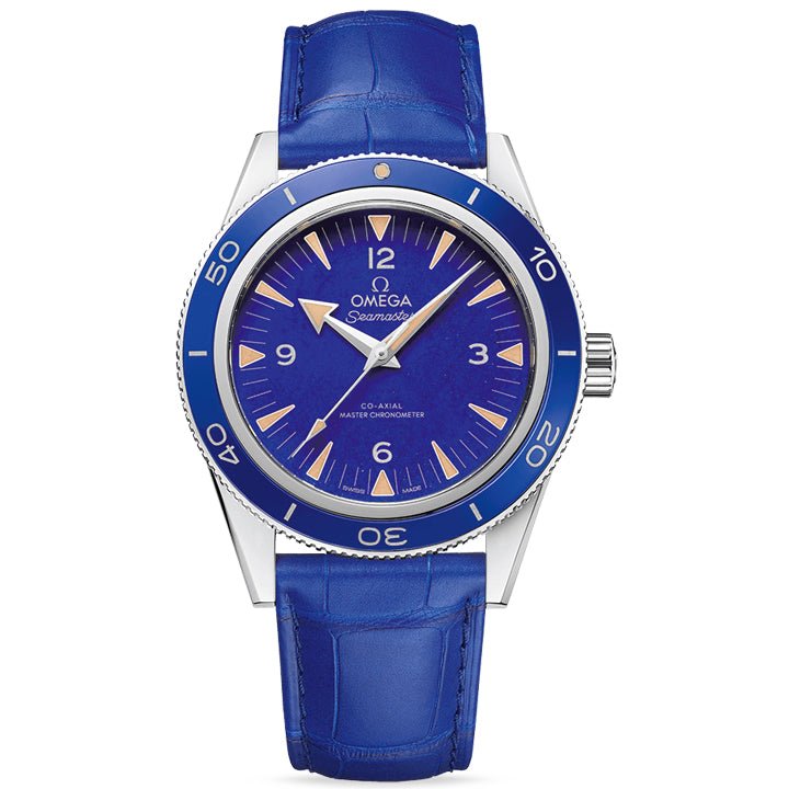 Omega Seamaster 300 Co Axial Master Chronometer Platinum on Leather Strap