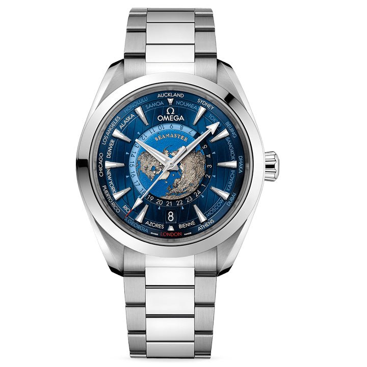 Omega Seamaster Aqua Terra 150M GMT World Timer 43mm Steel on Steel