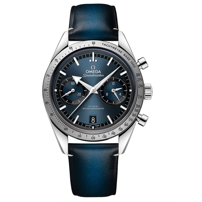 Omega Speedmaster '57 Co Axial Master Chronometer Chronograph 40.5mm Blue on Leather