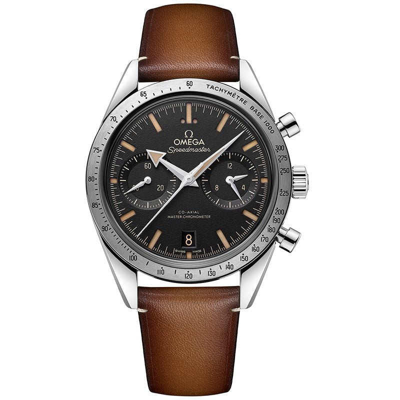 Omega Speedmaster '57 Co Axial Master Chronometer Chronograph 40.5mm Black on Leather