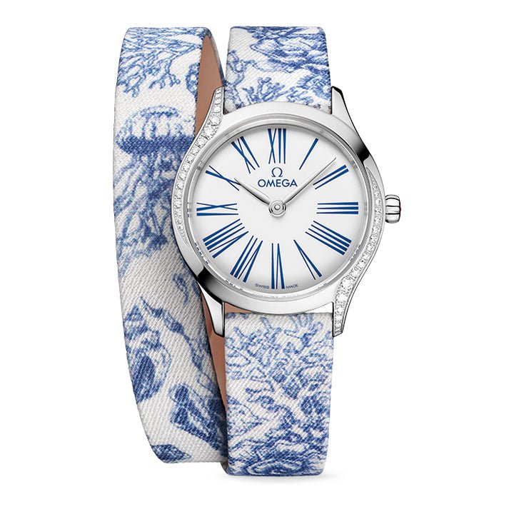 Omega De Ville Mini Tresor Quartz 26mm Sea Blue Toile de Jouy