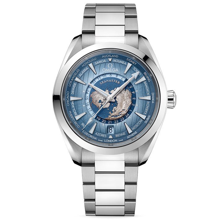 Omega Seamaster Aqua Terra 150M GMT World Timer 43mm Summer Blue