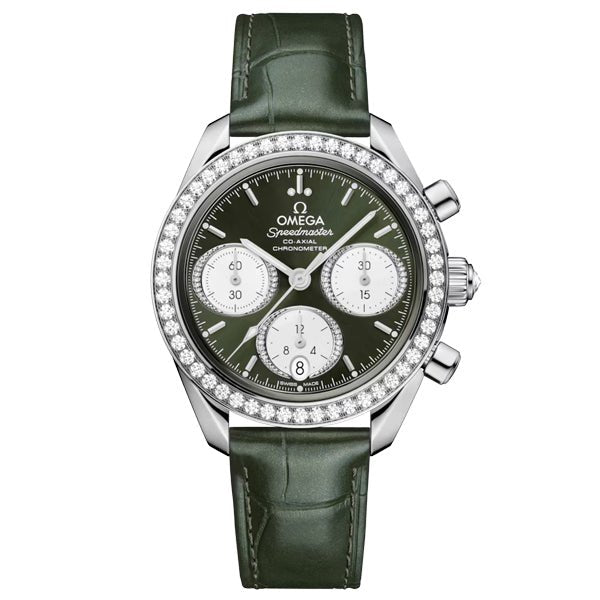 Omega Speedmaster 38, 38mm, Green on Leather Strap