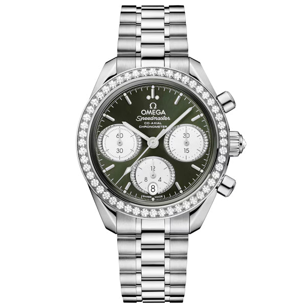 Omega Speedmaster 38, 38mm, Green on Steel Bracelet
