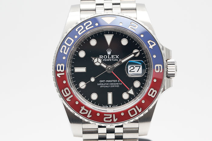 Rolex 勞力士 GMT MasterII 格林威治第二地時間顯示 鋼製紅藍雙色陶瓷外圈五珠鍊帶 2021.02盒單齊全 40mm