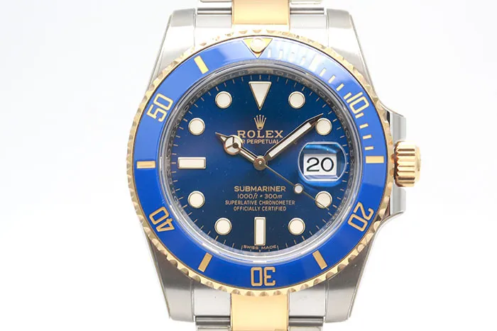 Rolex 勞力士 Submariner 18K黃金及鋼製300米潛水錶藍色陶瓷外圈 3135機芯 2018盒單齊全無整理 40mm